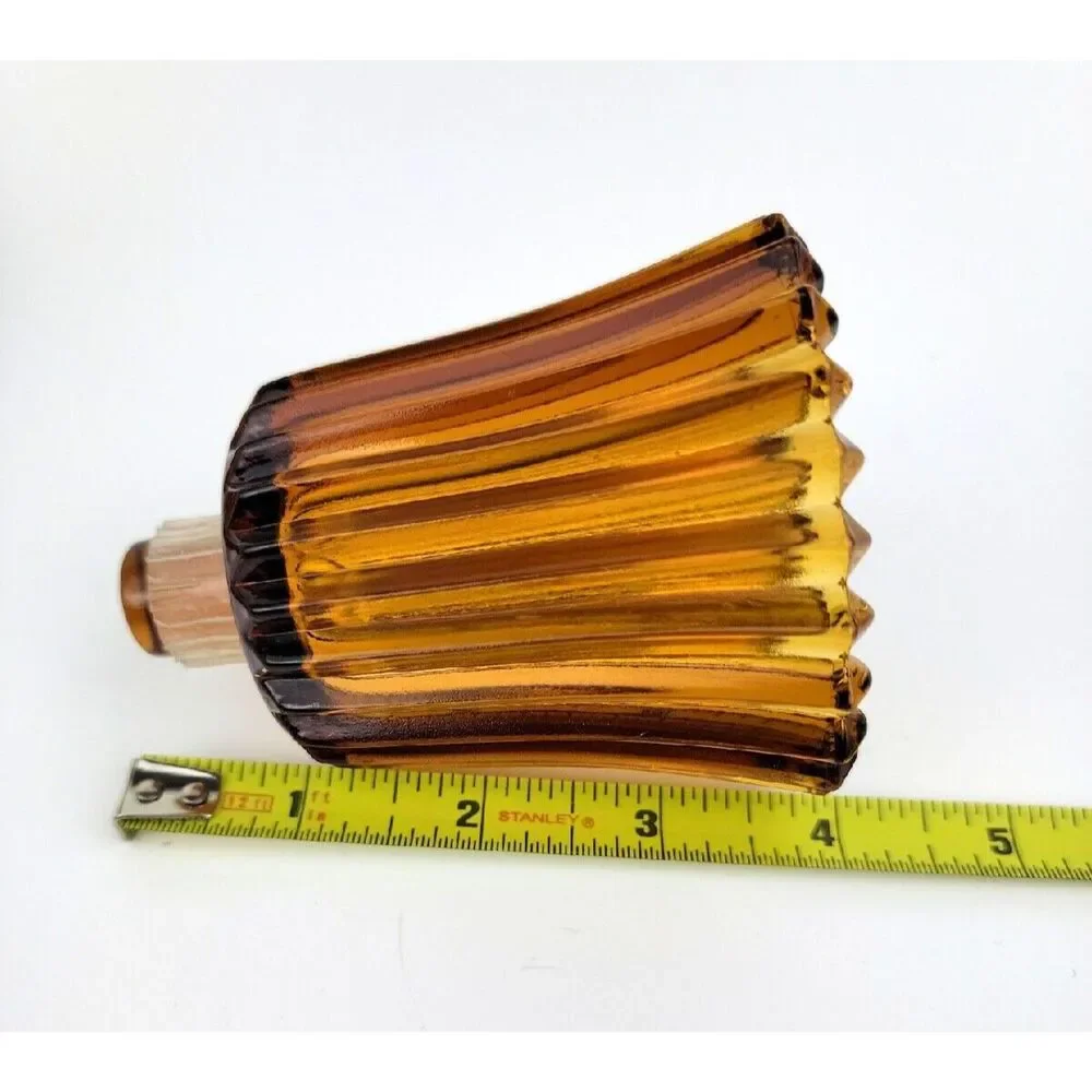 Vintage Indiana Glass Amber Diamond Saw Tooth 2 in 1 Votive Taper Candle Holder